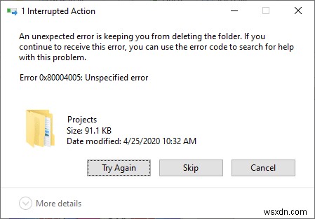 Hướng dẫn từng bước khắc phục mã lỗi 0x80004005 trên Windows 10