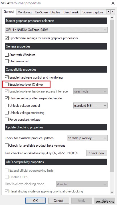 Sửa lỗi MSI Afterburner trên Windows 10: 14 giải pháp đã chứng minh