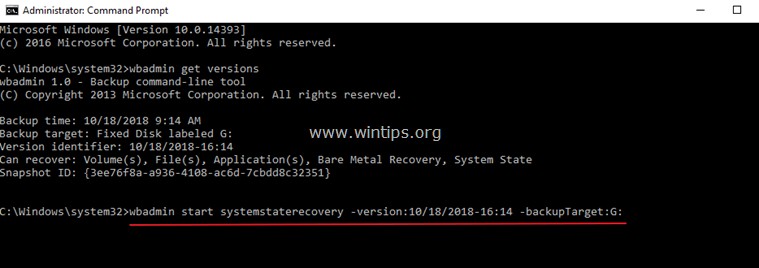 Khôi phục Windows Server 2016/2012 về trạng thái hệ thống trước qua GUI (Phương pháp Online)