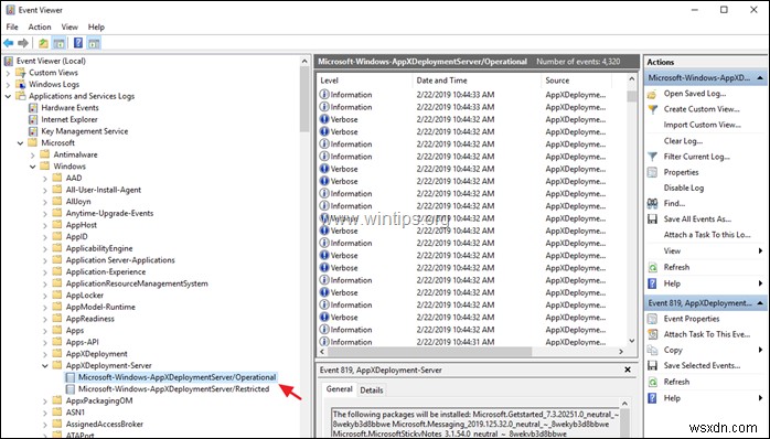 Khắc phục lỗi triển khai AppX: Xem nhật ký PowerShell & Event Viewer