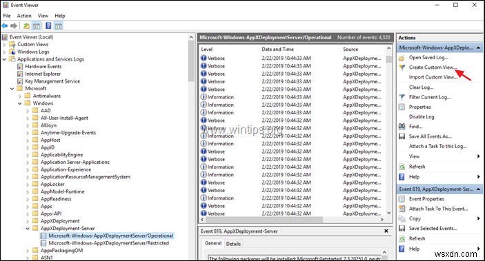 Khắc phục lỗi triển khai AppX: Xem nhật ký PowerShell & Event Viewer