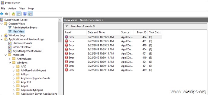 Khắc phục lỗi triển khai AppX: Xem nhật ký PowerShell & Event Viewer