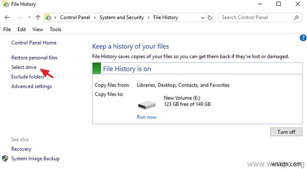 Chuyển File History sang ổ đĩa mới trên Windows 10