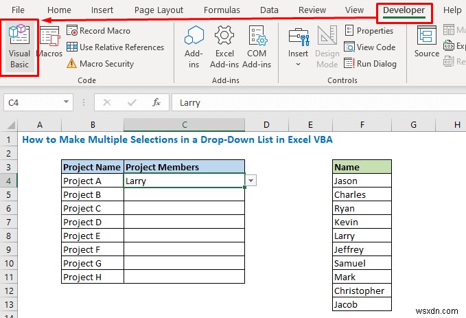 Tạo Danh Sách Thả Xuống Phụ Thuộc Đa Cấp Trong Excel VBA – 3 Phương Pháp Đơn Giản