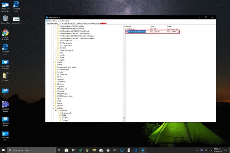 Xóa nút Feedback biểu tượng mặt cười trên Edge Beta, Dev và Canary