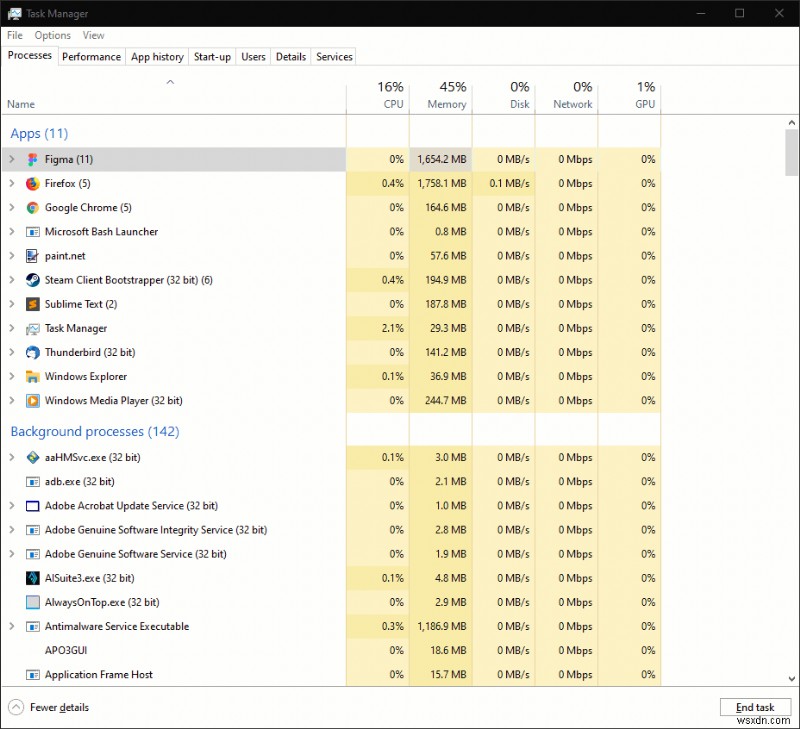 Cách tìm chương trình đang chạy trên Windows 10 dùng Task Manager