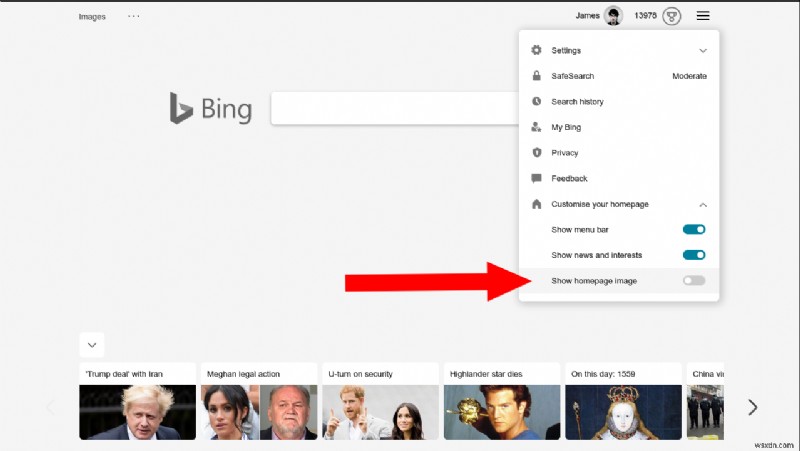 Tắt ảnh nền hàng ngày của Bing trong vài phút