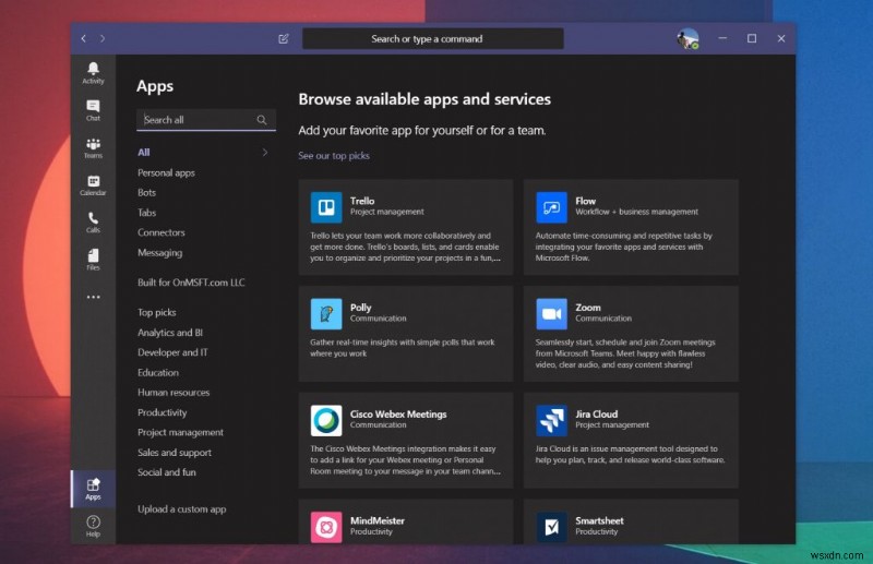 Tăng năng suất: Thêm Ứng dụng, Bot và Phân tích vào Microsoft Teams
