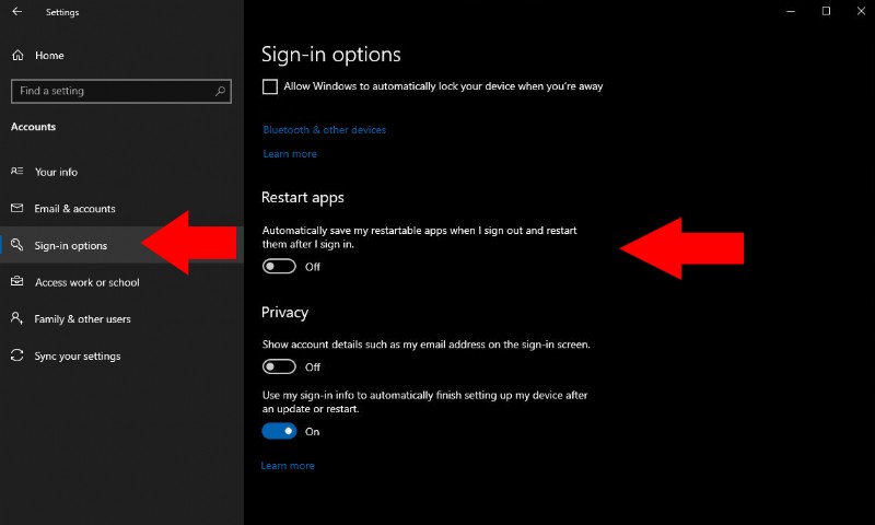 Ngăn Windows 10 tự động khởi động lại ứng dụng sau khi đăng nhập