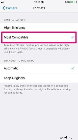 Tắt Định Dạng Hình Ảnh Hiệu Quả Cao (HEIF) Trên iOS 11