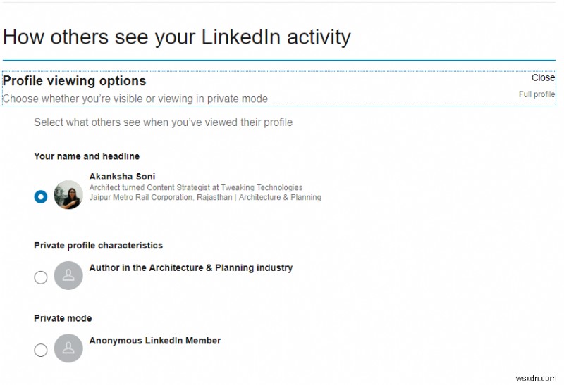 Chặn kết nối LinkedIn không cần xem hồ sơ của họ
