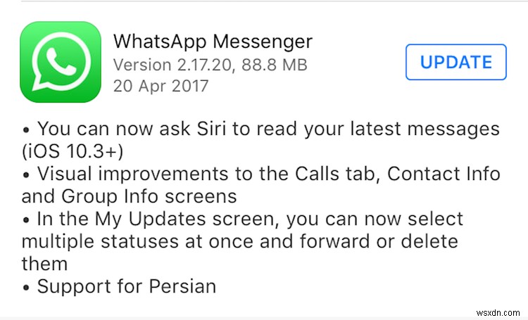 Siri đọc tin nhắn WhatsApp to lớn trong cập nhật iOS 2.17.20