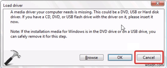Khắc phục lỗi  Thiếu trình điều khiển phương tiện  khi cài đặt Windows