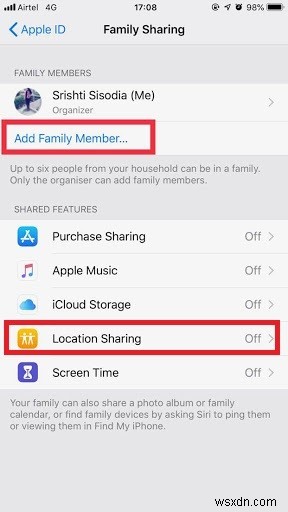 Dùng Family Sharing (Chia Sẻ Gia Đình) Để Tìm iPhone Mất Nhanh Chóng