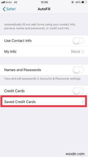 Truy cập mật khẩu đã lưu và chi tiết thẻ tín dụng trên iPhone với iOS 12