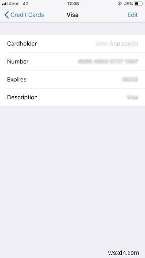 Truy cập mật khẩu đã lưu và chi tiết thẻ tín dụng trên iPhone với iOS 12