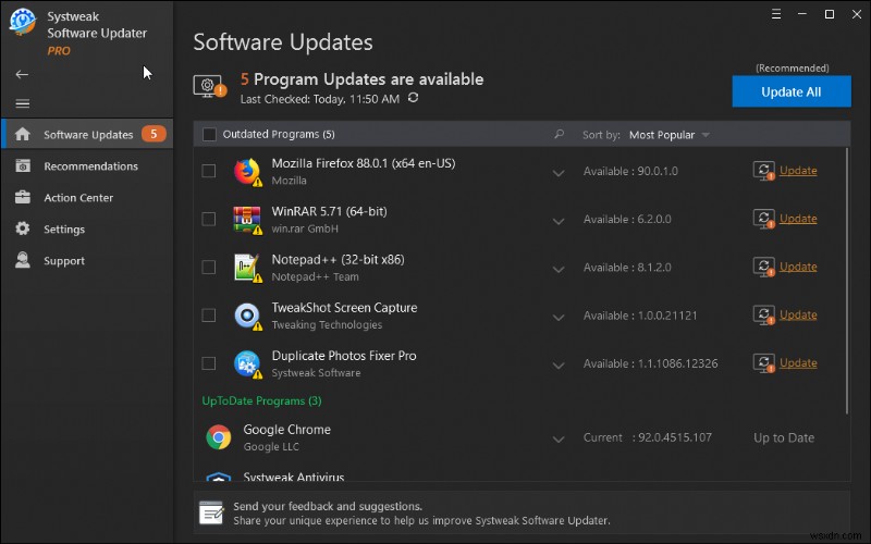 Đánh giá Systweak Software Updater: Đơn giản hóa cập nhật & tăng cường bảo mật