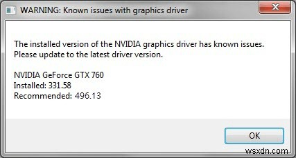 Khắc phục lỗi NVIDIA Warning: Known Issues – Cập nhật driver nhanh & Sửa gameplay