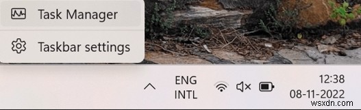 Kích hoạt Task Manager từ menu ngữ cảnh Taskbar trong Windows 11