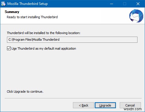Khắc phục lỗi  No Email Program Associated  trong Thunderbird sau nâng cấp