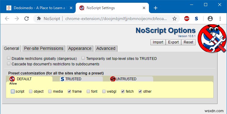 Tiện Ích Noscript Đã Có Trên Chrome – Bảo Mật Duyệt Web