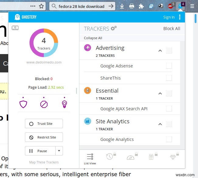 Ghostery: Bảo vệ quyền riêng tư khỏi các bộ theo dõi trực tuyến