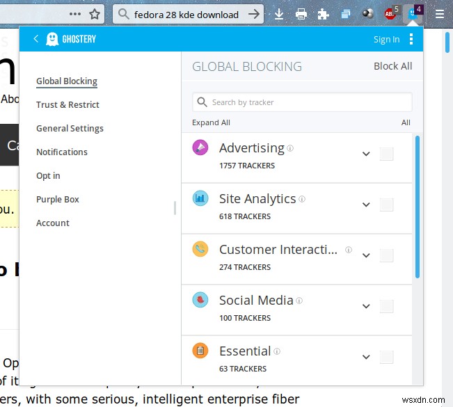 Ghostery: Bảo vệ quyền riêng tư khỏi các bộ theo dõi trực tuyến
