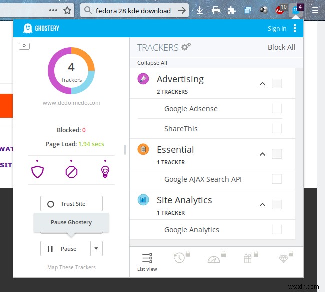 Ghostery: Bảo vệ quyền riêng tư khỏi các bộ theo dõi trực tuyến