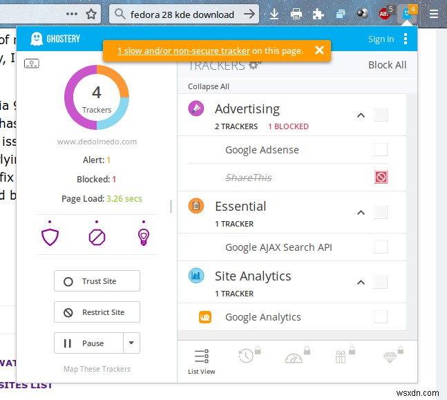 Ghostery: Bảo vệ quyền riêng tư khỏi các bộ theo dõi trực tuyến
