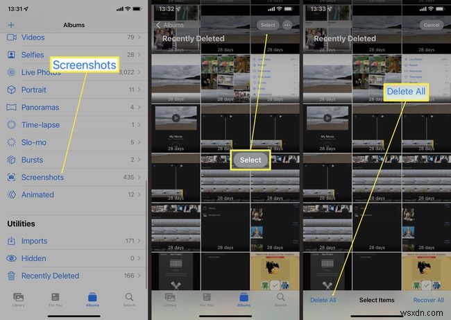 Cách xóa ảnh chụp màn hình trên iPhone
