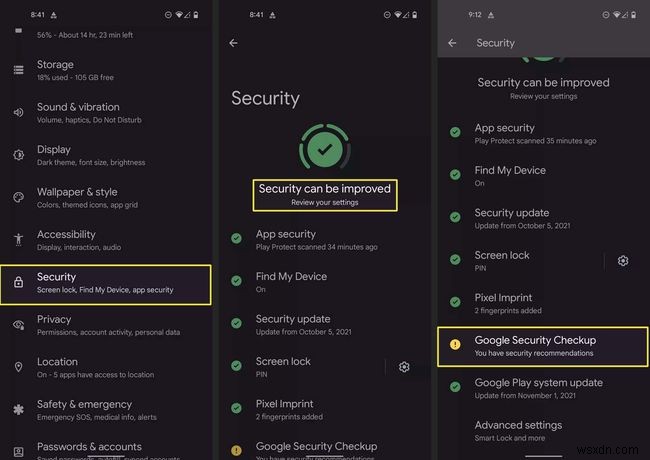 Cách truy cập Trung tâm bảo mật Android 12
