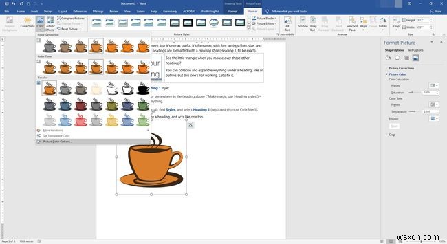 Cách thay đổi màu ảnh trong Microsoft Office