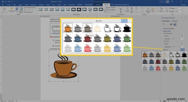 Cách thay đổi màu ảnh trong Microsoft Office