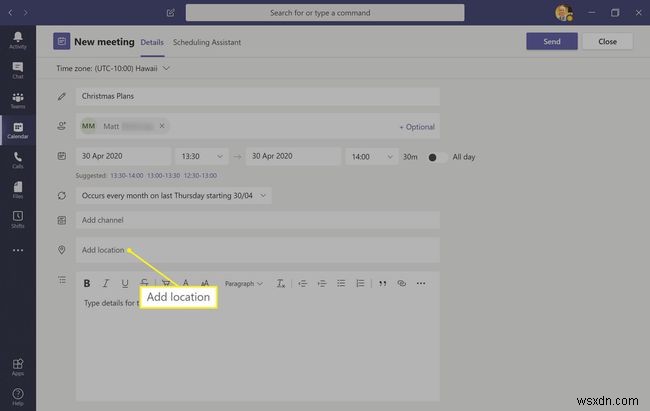 Cách sử dụng lịch Microsoft Teams