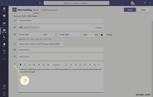 Cách sử dụng lịch Microsoft Teams