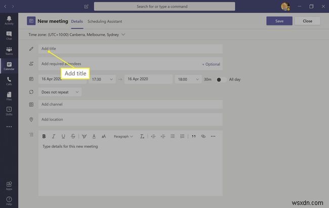 Cách sử dụng lịch Microsoft Teams