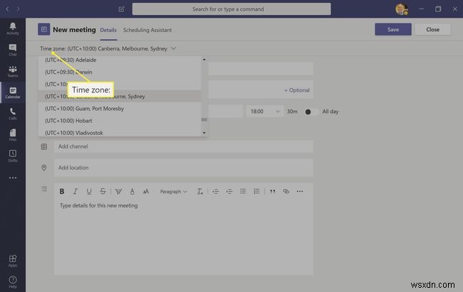 Cách sử dụng lịch Microsoft Teams