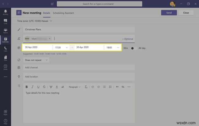 Cách sử dụng lịch Microsoft Teams