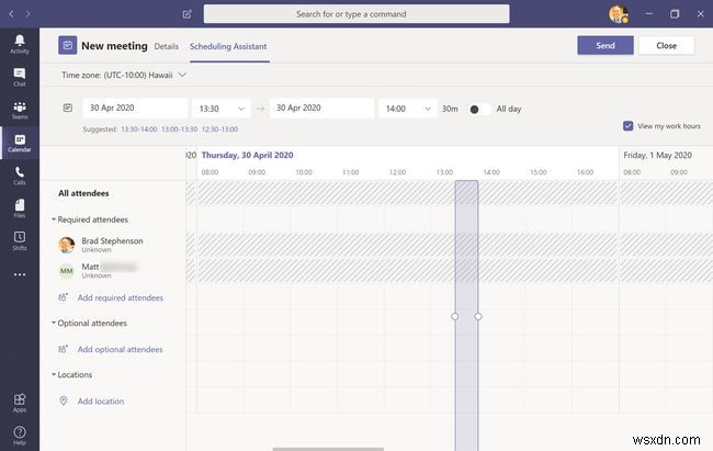 Cách sử dụng lịch Microsoft Teams