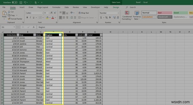 Cách di chuyển cột trong Excel