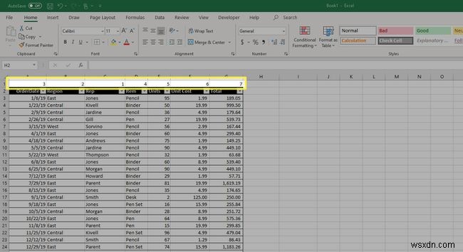 Cách di chuyển cột trong Excel