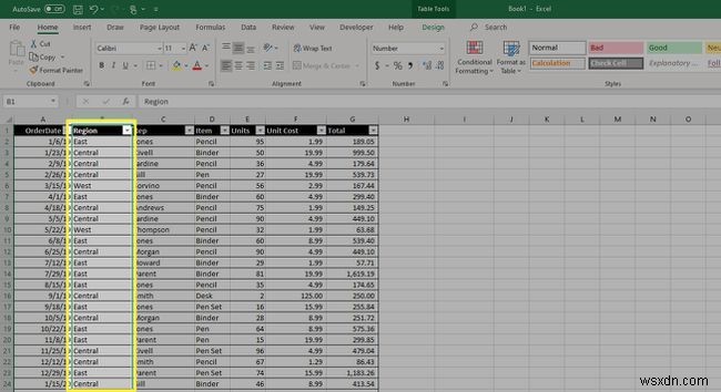 Cách di chuyển cột trong Excel