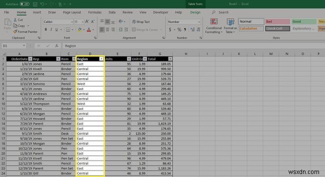 Cách di chuyển cột trong Excel