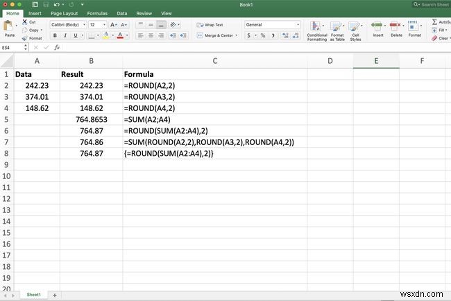 Cách kết hợp các hàm ROUND và SUM trong Excel