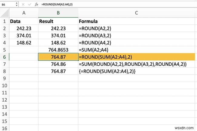 Cách kết hợp các hàm ROUND và SUM trong Excel