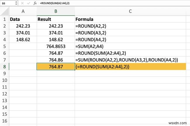 Cách kết hợp các hàm ROUND và SUM trong Excel