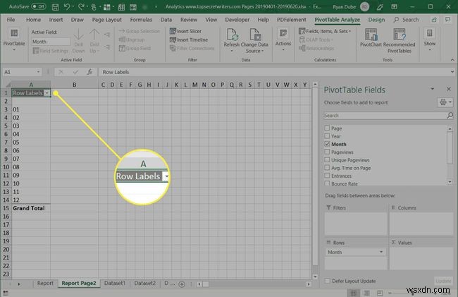 Cách tạo báo cáo trong Excel