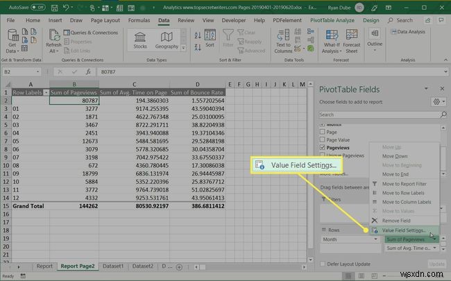 Cách tạo báo cáo trong Excel