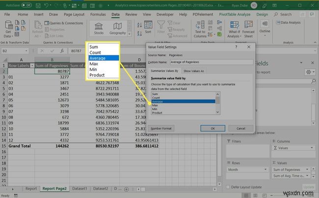 Cách tạo báo cáo trong Excel
