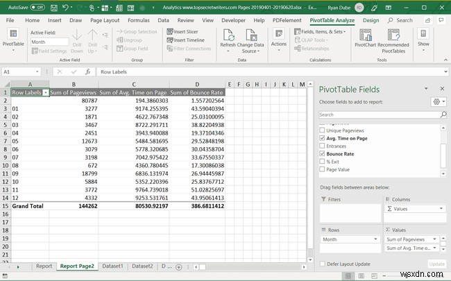 Cách tạo báo cáo trong Excel